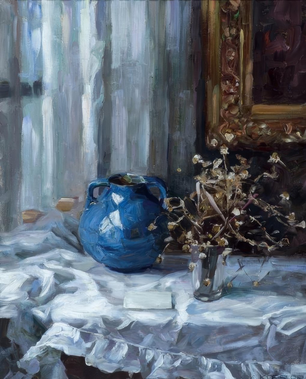 A.Koester, Martwa natura z niebieską wazą autorstwa Alexander Köster