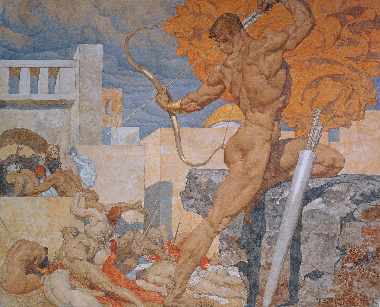 Apollo wysyła strzały plagi autorstwa Alexander Rothaug