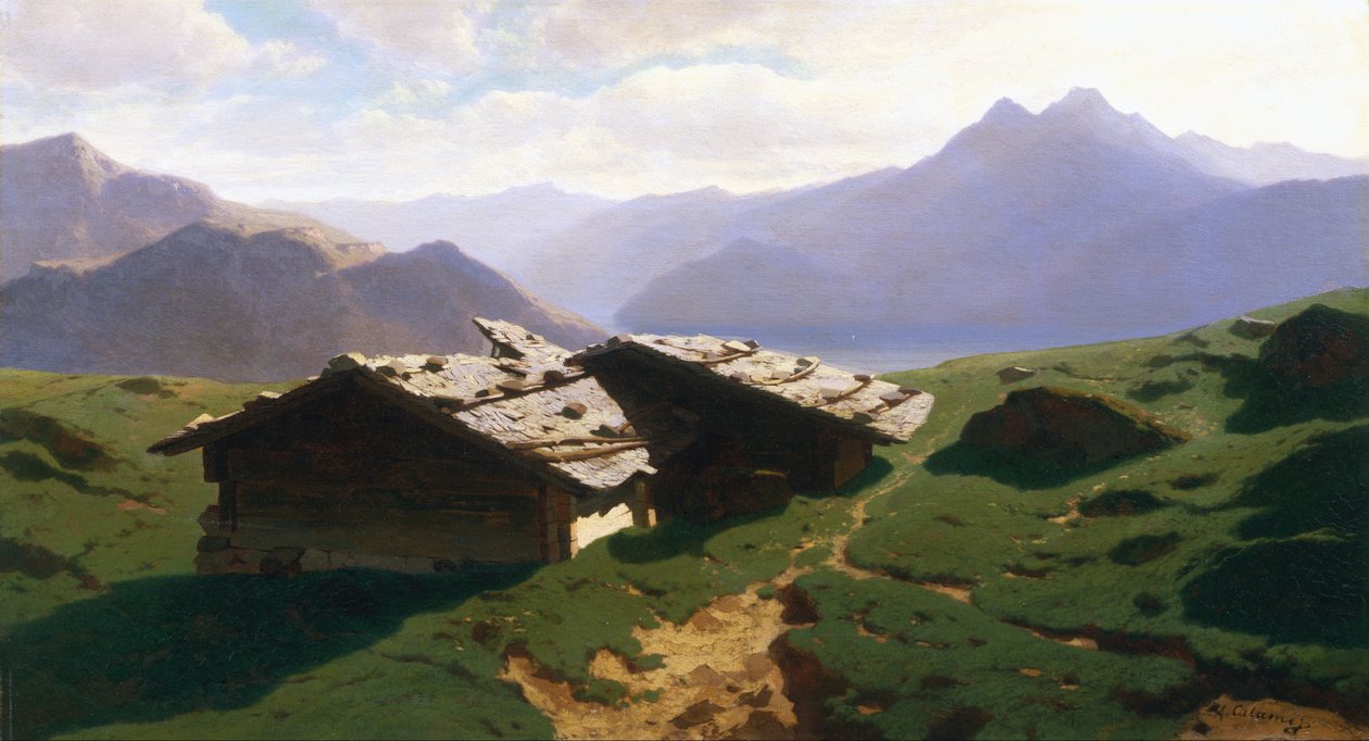 Chalets à Rigi Chalets w Rigi label autorstwa Alexandre Calame