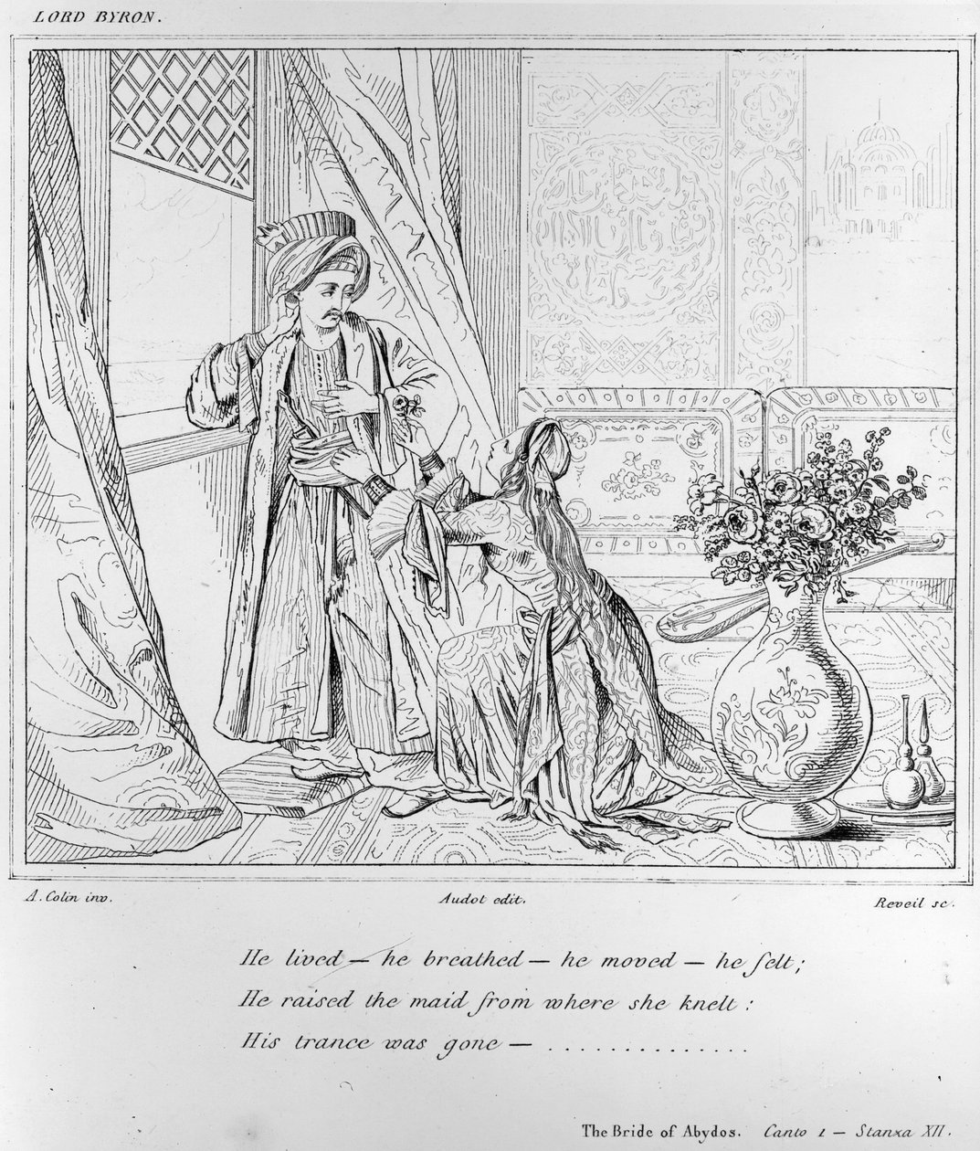 Scena z Oblubienicy z Abydos autorstwa Lorda Byron autorstwa Alexandre Marie Colin