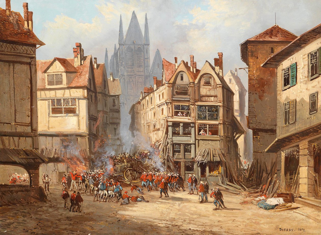 Walki uliczne w Rouen autorstwa Alexandre Defaux