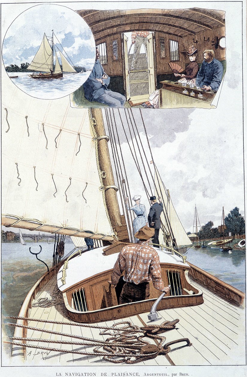 Żeglarstwo w Argenteuil - rysunek Brun autorstwa Alexandre Brun