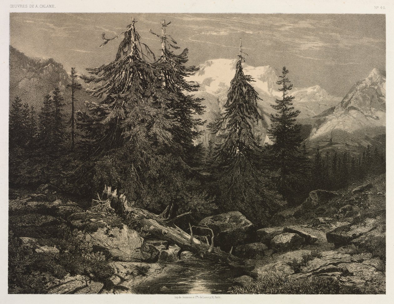 Strumień Alpejski. autorstwa Alexandre Calame