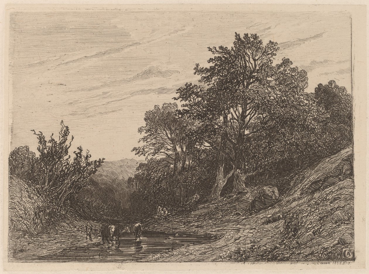 Stado w strumieniu autorstwa Alexandre Calame
