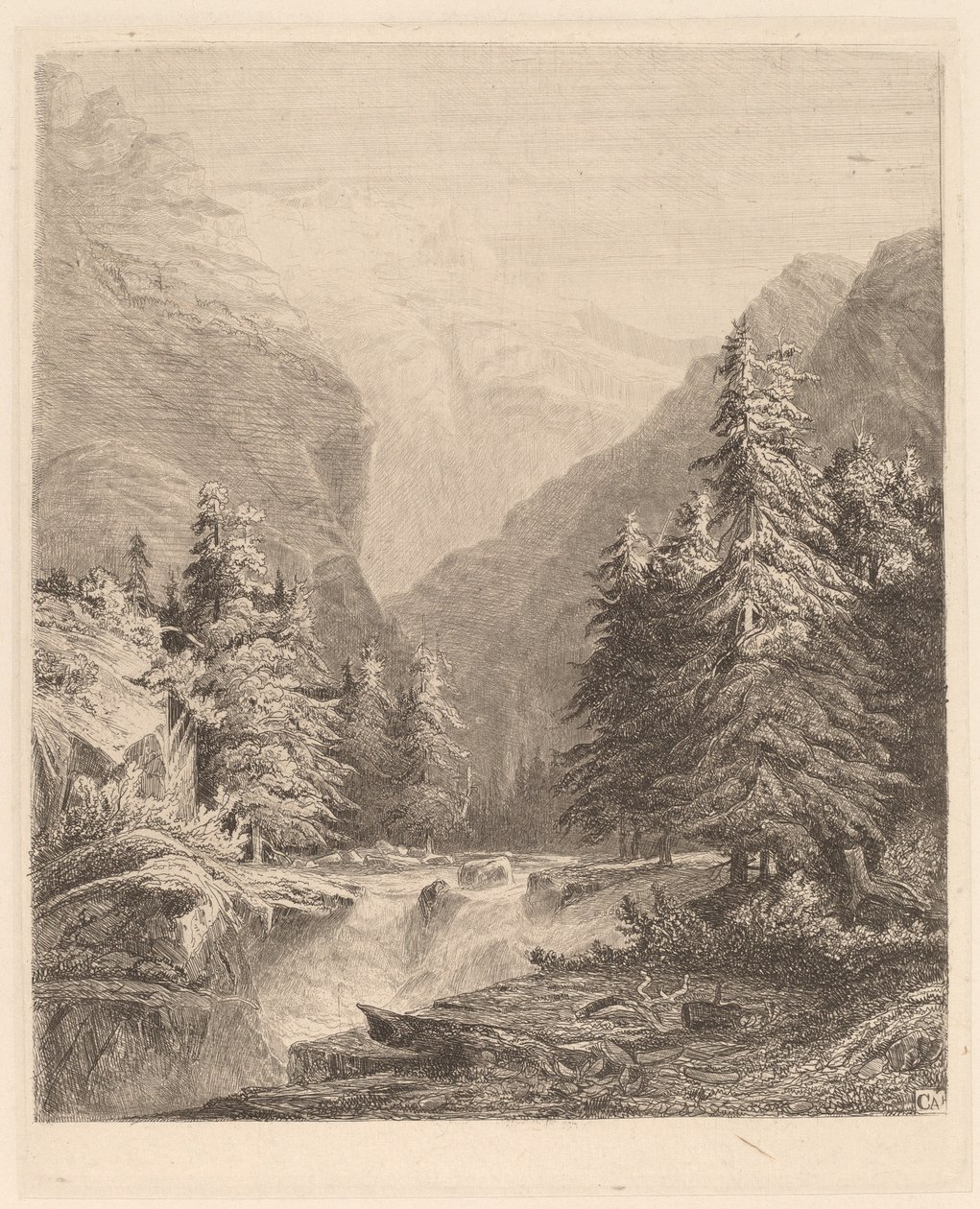 Górski wodospad autorstwa Alexandre Calame