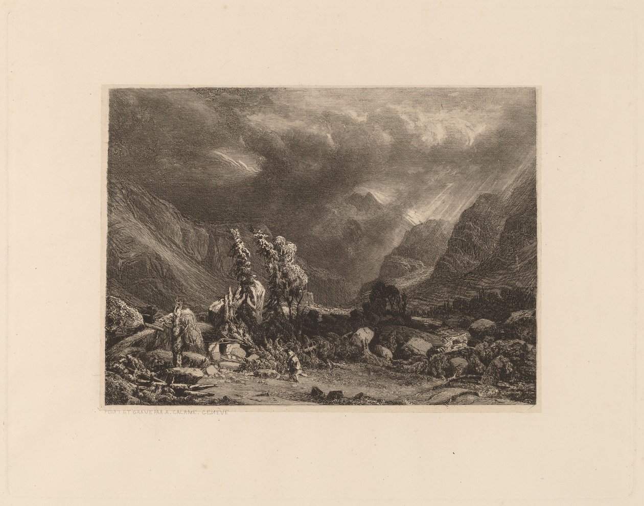 Burza w górach autorstwa Alexandre Calame