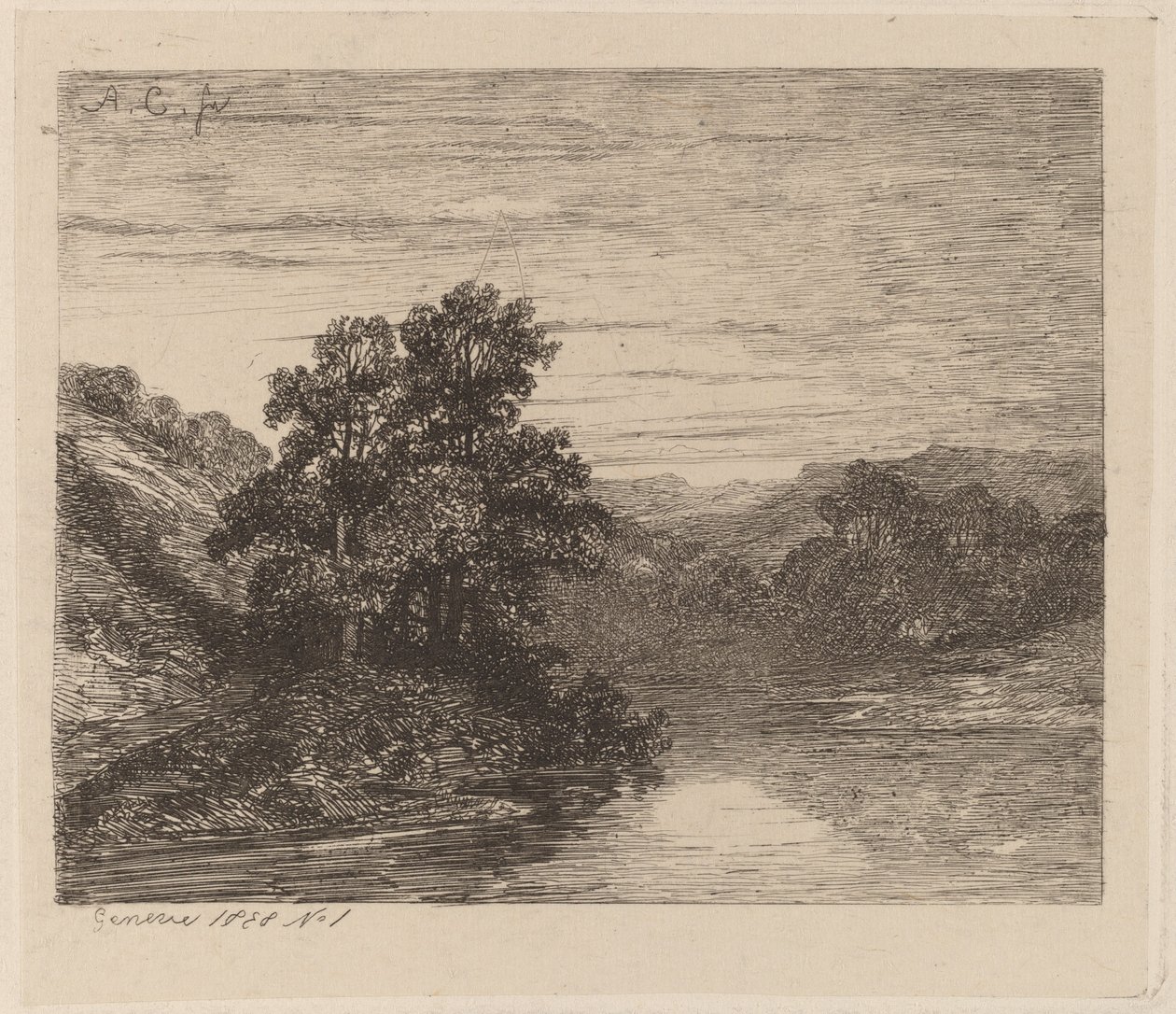 Drzewa nad rzeką autorstwa Alexandre Calame