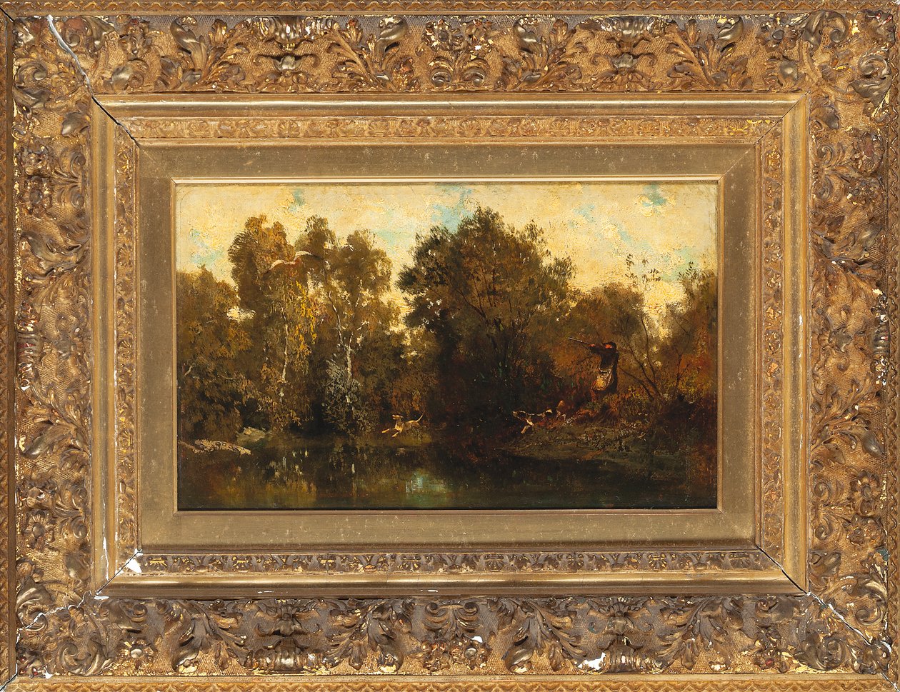 Strzelanie do leśnego basenu autorstwa Alexandre Gabriel Decamps