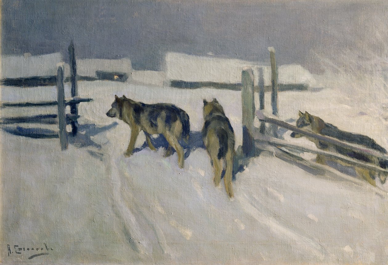 Wilki, zimowa noc, ok. 1910 r. autorstwa Alexei Steipanovitch Stepanov