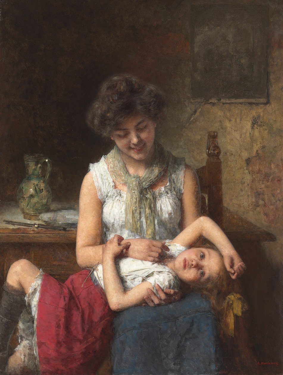 Nastrojowa Dziewczyna, ok.1900 autorstwa Alexei Alexevich Harlamoff