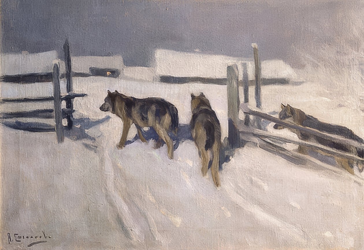 Wilki. Zimowa noc. Około 1910 r. autorstwa Alexei Steipanovitch Stepanov