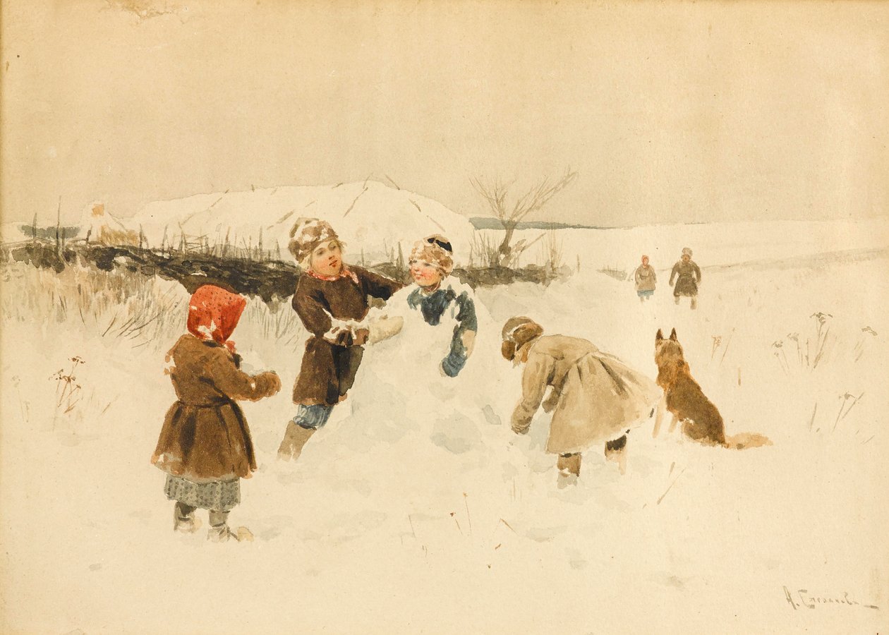 Robienie bałwana, 1891. autorstwa Alexei Stepanovich Stepanov