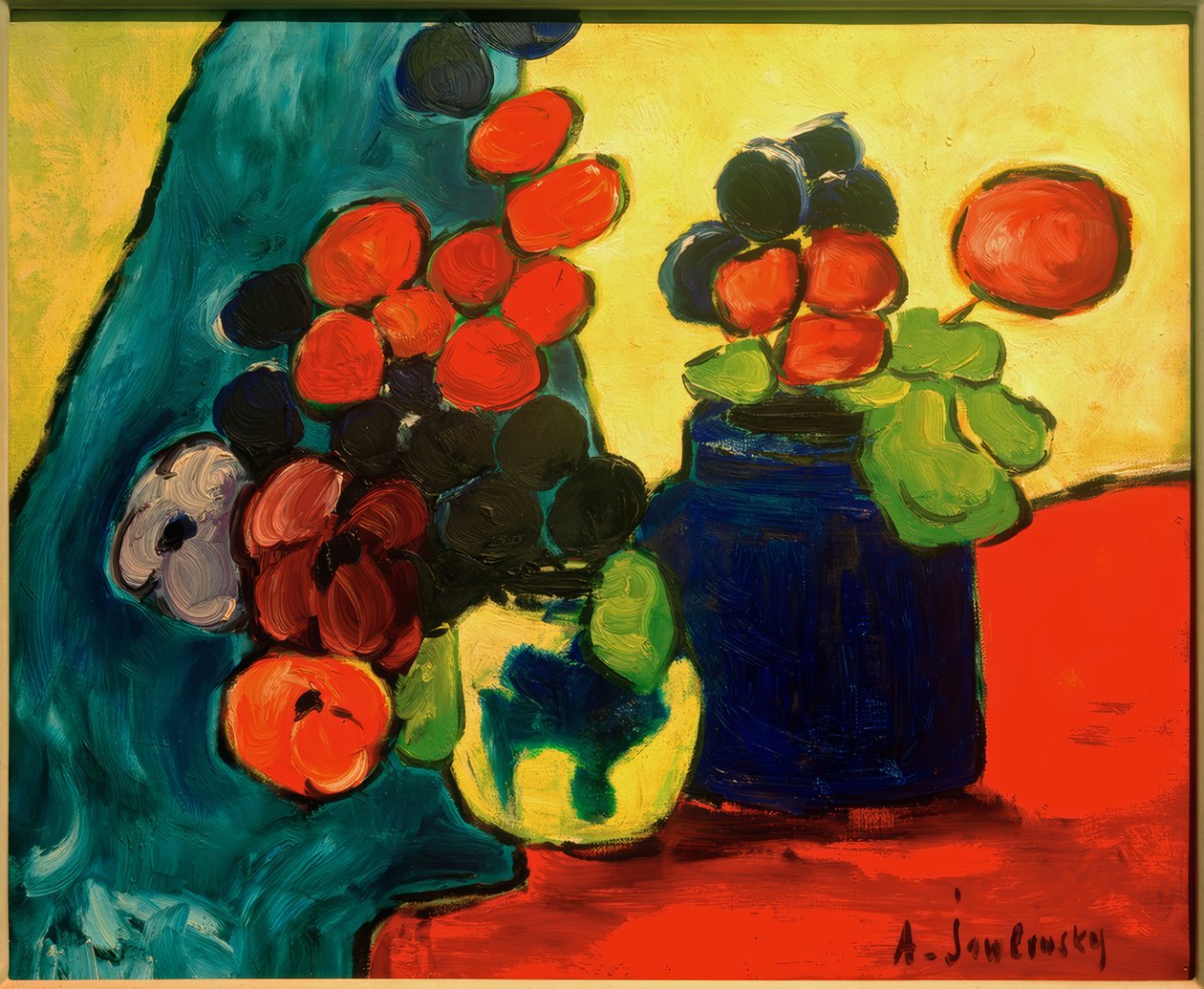 Na czerwonym materiale autorstwa Alexej von Jawlensky