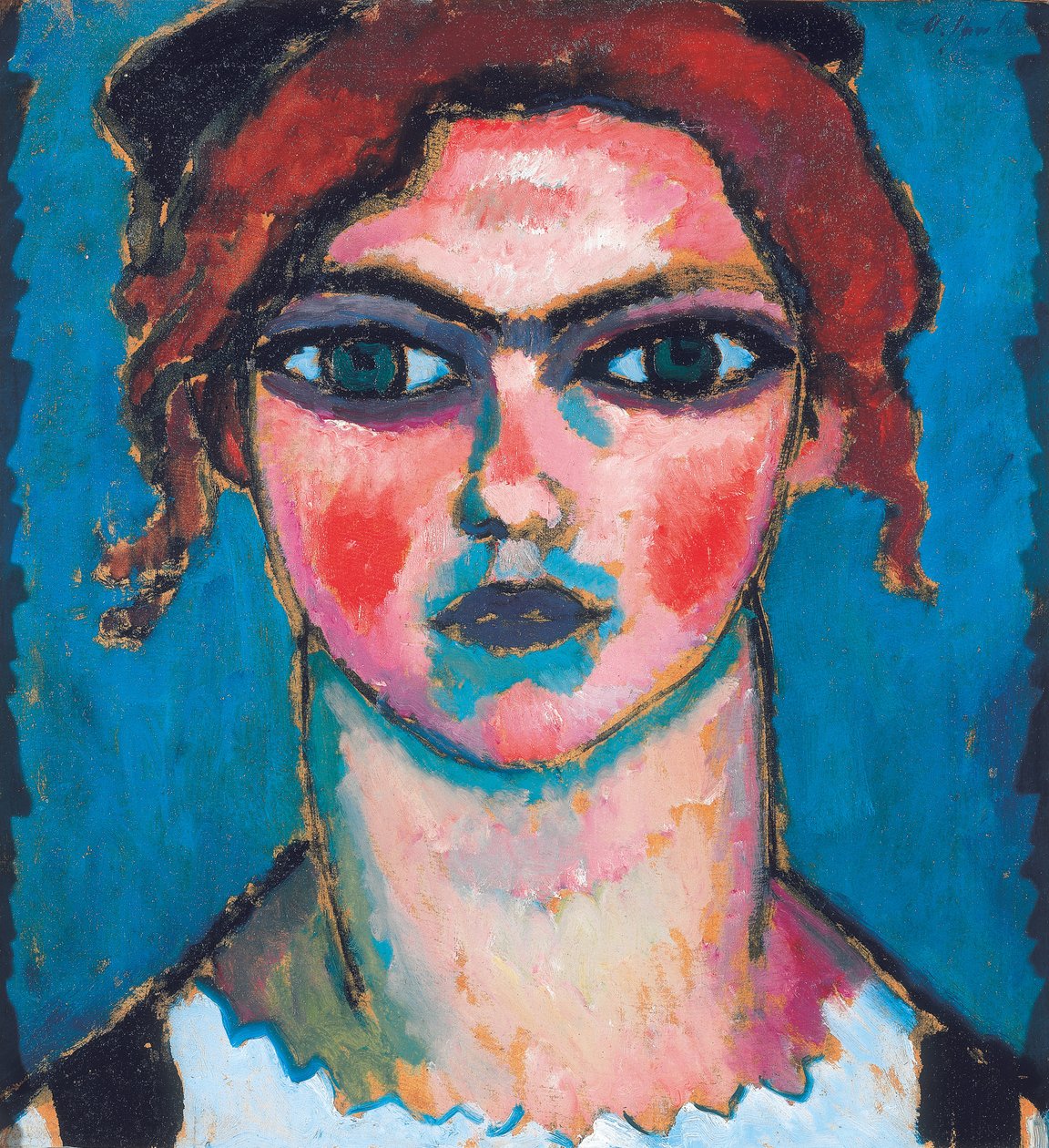 Młoda kobieta o zielonych oczach, ok. 1910 r. autorstwa Alexej von Jawlensky