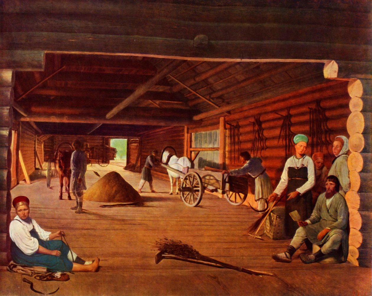 Młócenie ziarnem, ok. 1821, 1965. autorstwa Alexey Venetsianov
