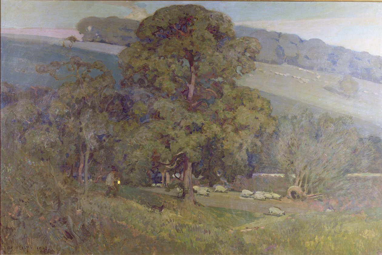 Światło księżyca w Cotswolds, 1903 autorstwa Alfred East