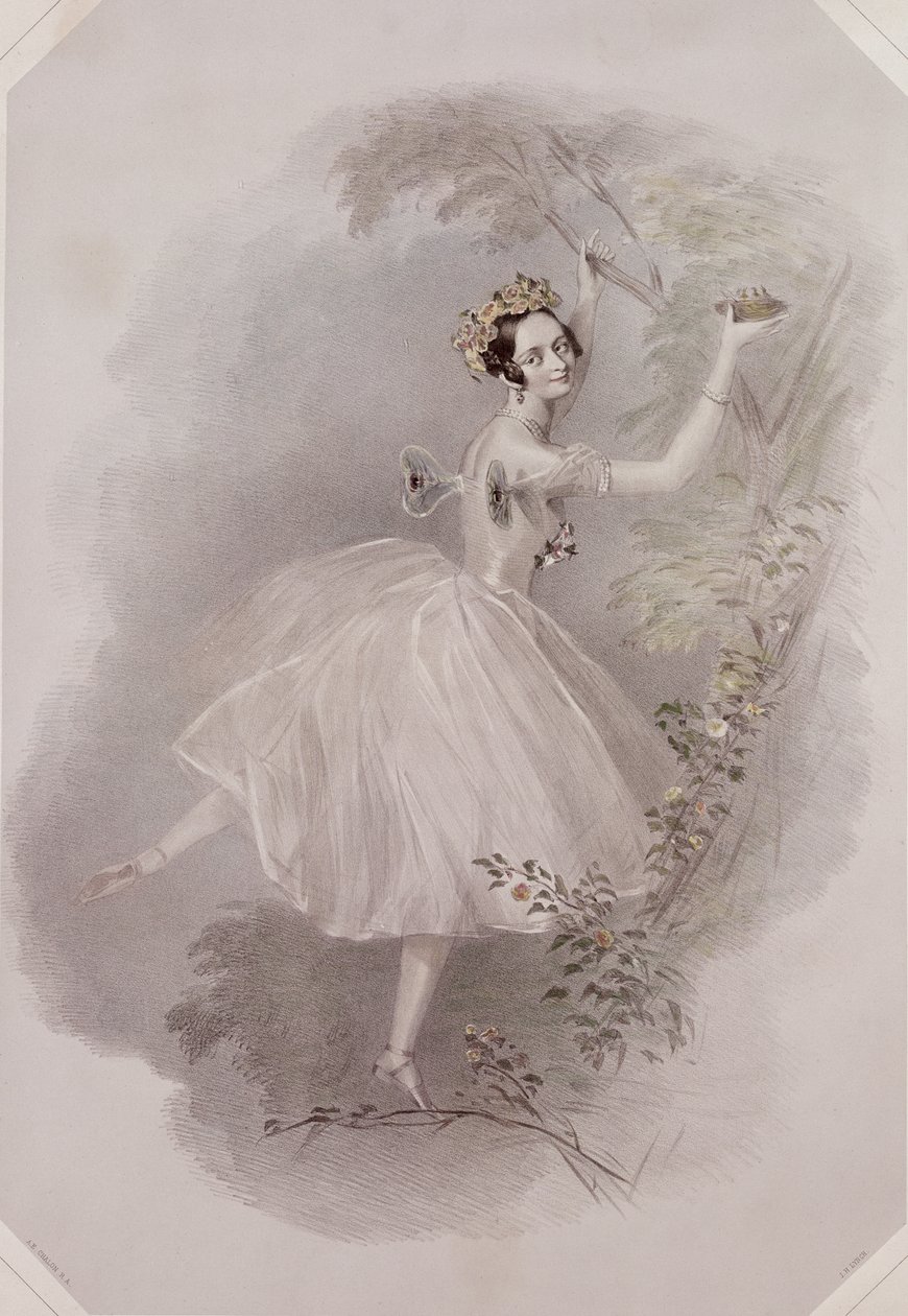 Marie Taglioni (1804-84) jako Sylph w „La Sylphide”, grawerowane przez E. Marton, c.1832 autorstwa Alfred Edward Chalon