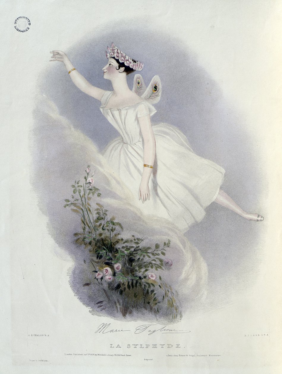 Marie Taglioni (1804-84) w „La Sylphide”, ryty przez Richarda Jamesa Lane (1800-72) 1836 autorstwa Alfred Edward Chalon