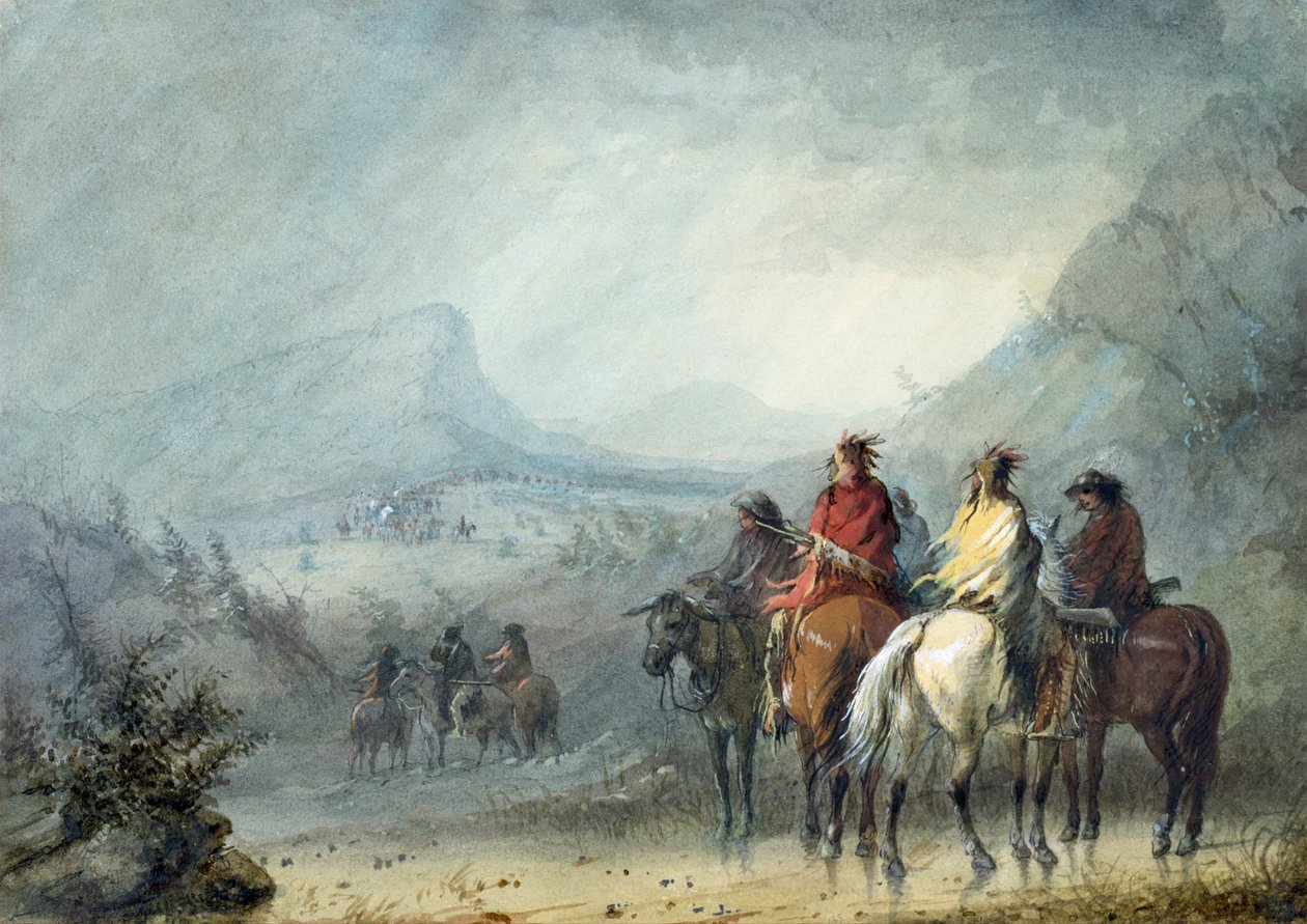 Burza na karawanie autorstwa Alfred Jacob Miller