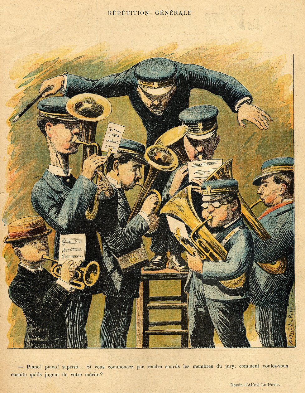 Próba zespołu, z tylnej okładki „Le Rire”, 16 kwietnia 1898 r. autorstwa Alfred Le Petit