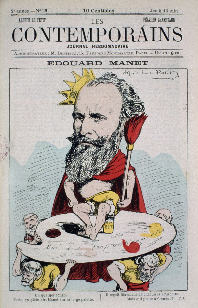 Edouard Manet, król impresjonistów, ilustracja z okładki „Les Contemporains”, 16 czerwca 1881 autorstwa Alfred Le Petit