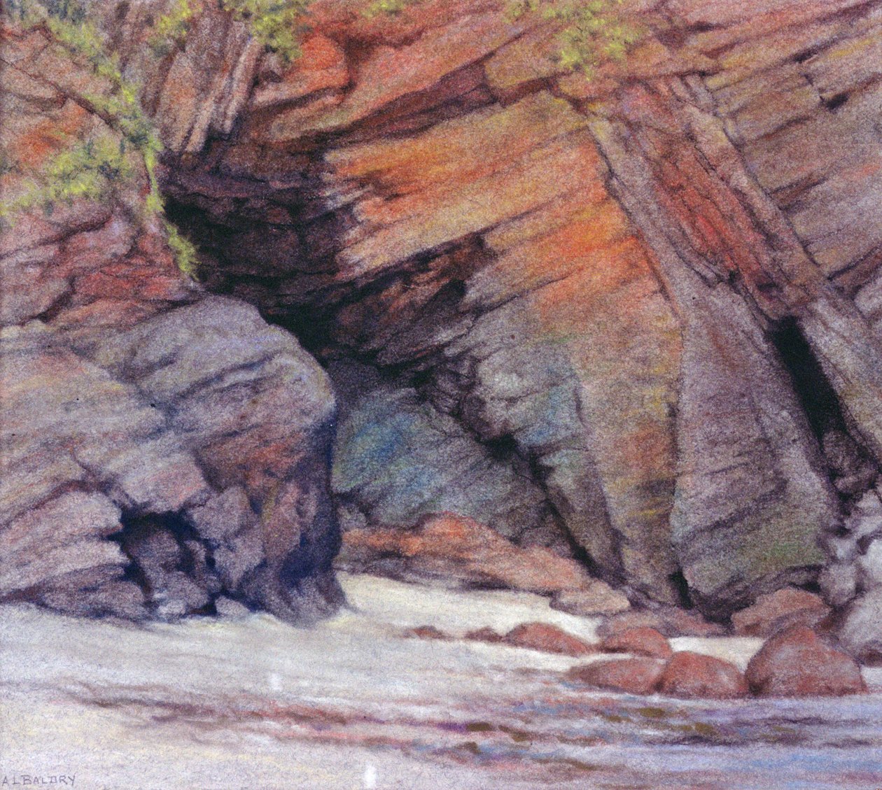 Skały w Cadgwith, Kornwalia, 1924 (pastel) autorstwa Alfred Lys Baldry