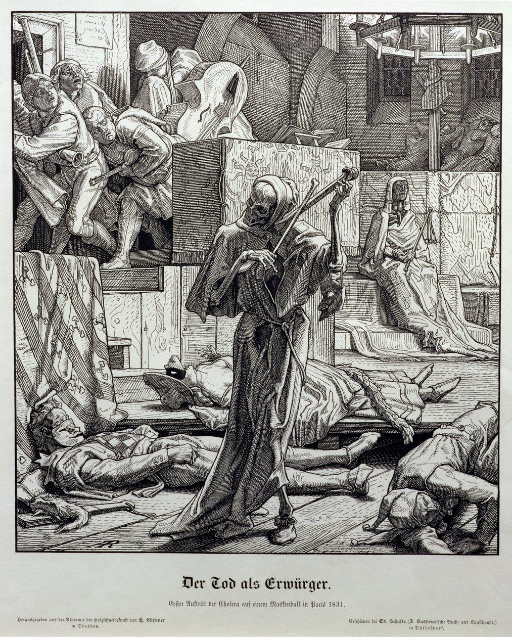Śmierć jako zabójca, 1851 (drewno) autorstwa Alfred Rethel