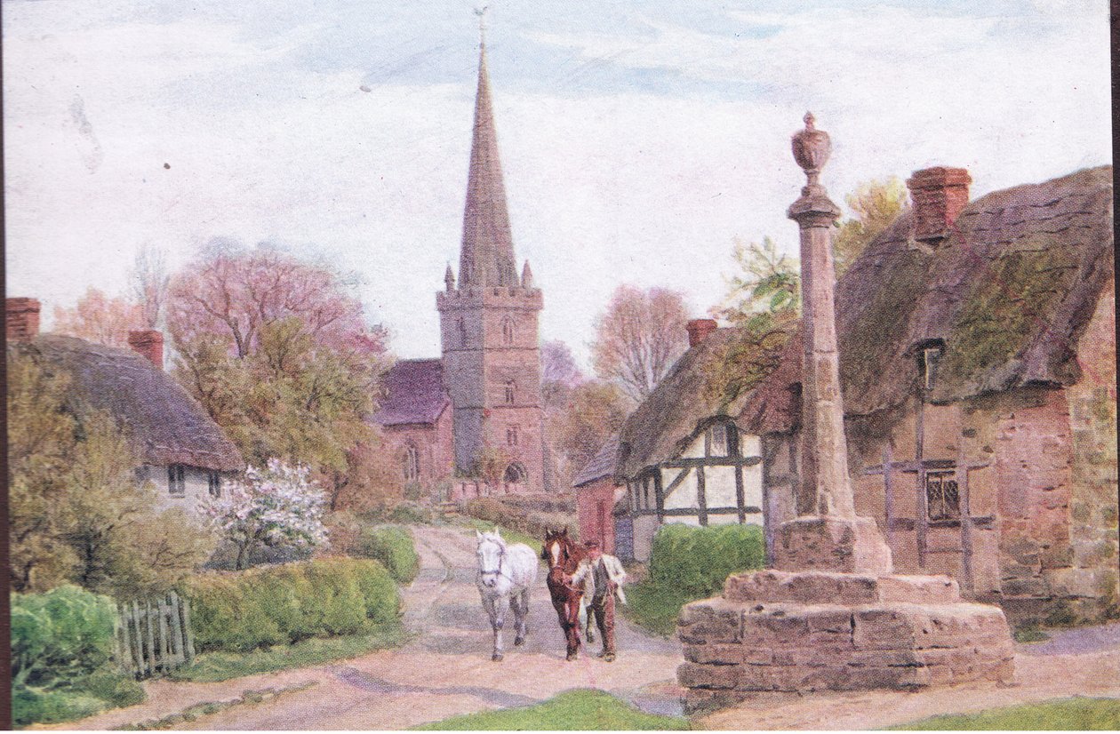 Childs Wickham, Nr Evesham, Worcester, z książki The Cottages and the Village Life of Rural England wydanej przez Dent & Sons Limited, 1912 autorstwa Alfred Robert Quinton