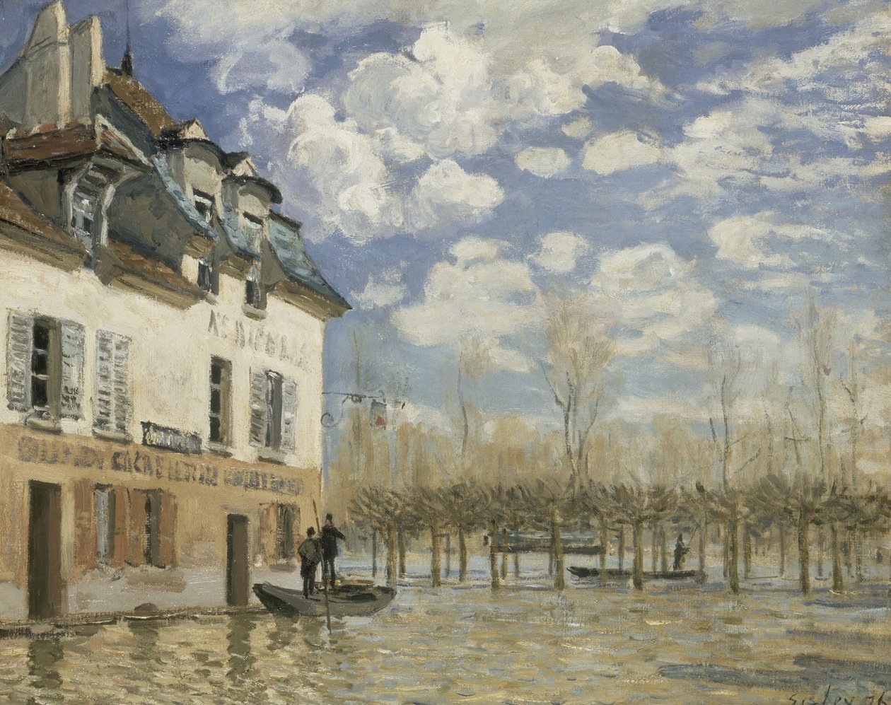 Łódź w powodzi w Port Marly autorstwa Alfred Sisley