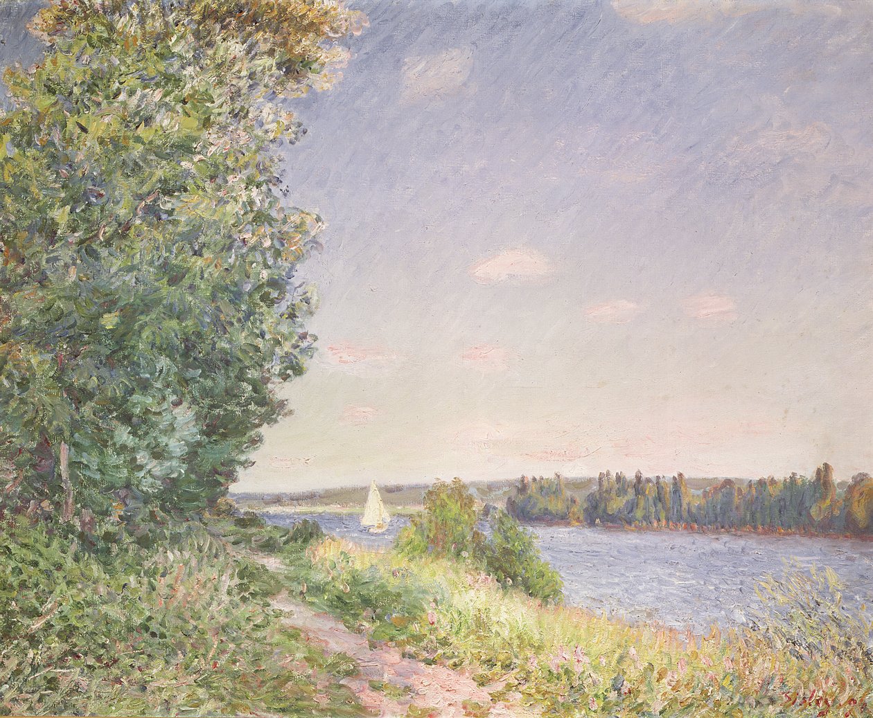 Normandia, ścieżka wodna wieczorem, Sahurs, 1894 autorstwa Alfred Sisley