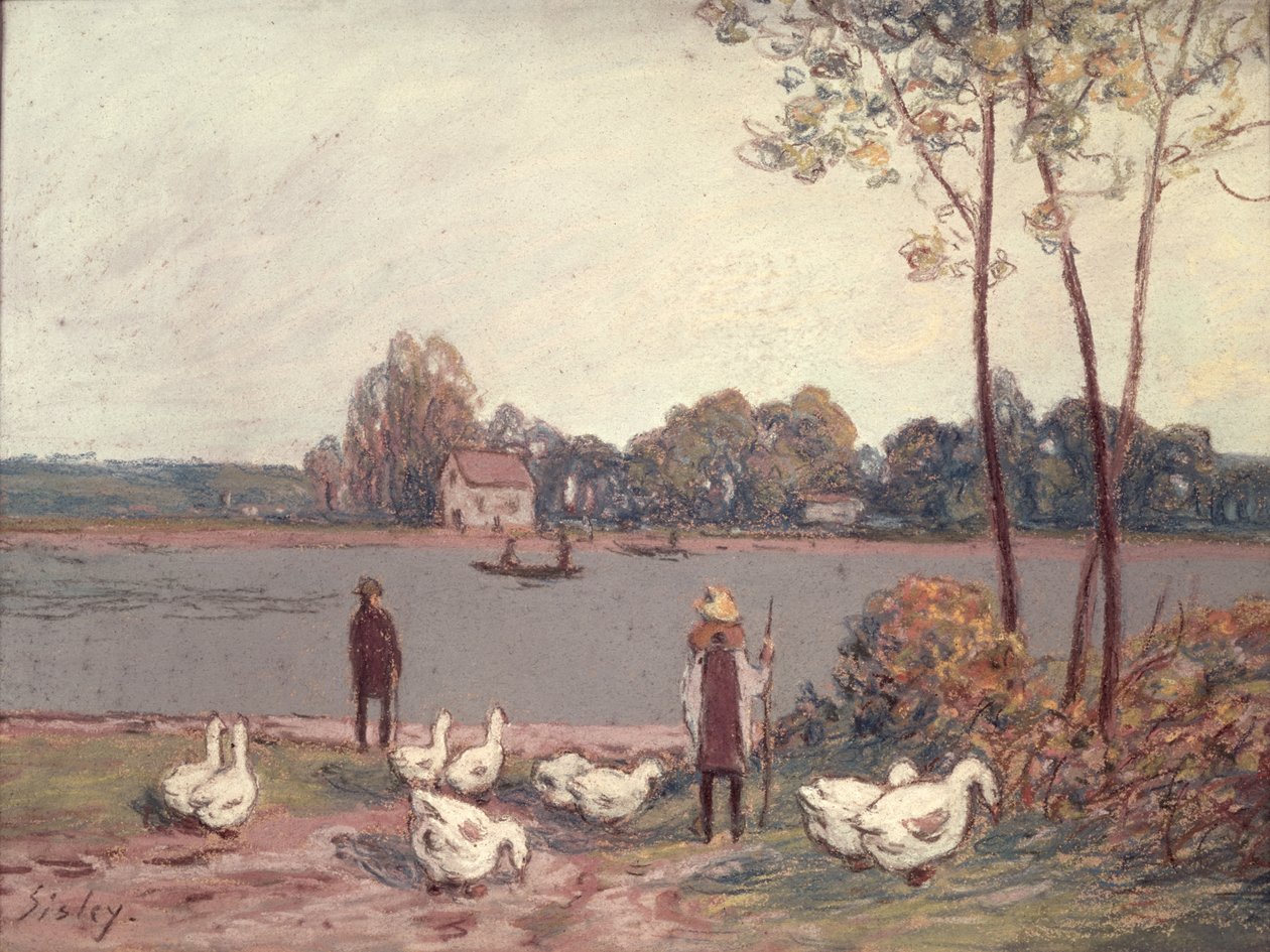 Na brzegach Loingu (pastel na papierze) autorstwa Alfred Sisley