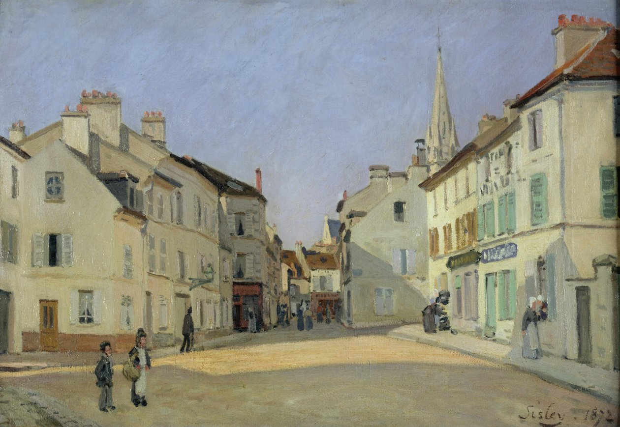 Rue de la Chaussee په ارجنټیویل کې، په 1872 کې پالش شوی autorstwa Alfred Sisley