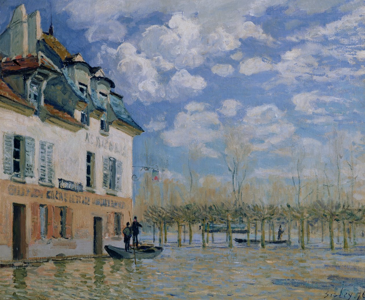 په سیلاب کې کښتۍ، پورټ مارلي، 1876 پولی autorstwa Alfred Sisley