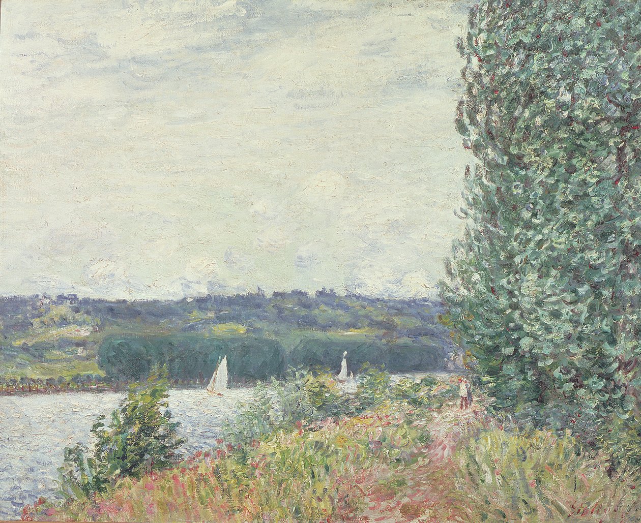 Sekwana w Bouille, podmuch wiatru, 1894 autorstwa Alfred Sisley