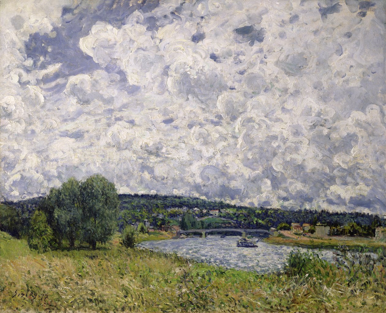 Sekwana w Suresnes, 1877 autorstwa Alfred Sisley