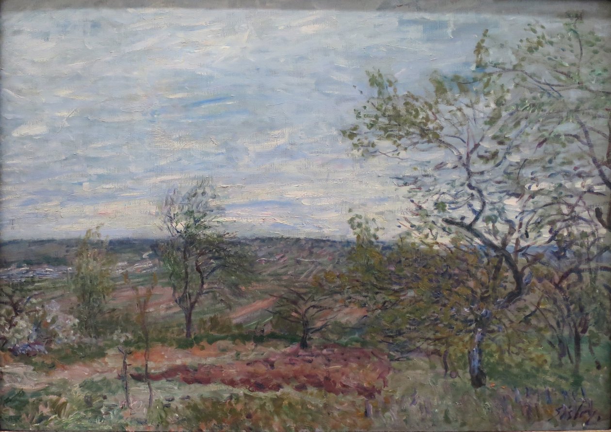Wietrzny dzień w Véneux autorstwa Alfred Sisley