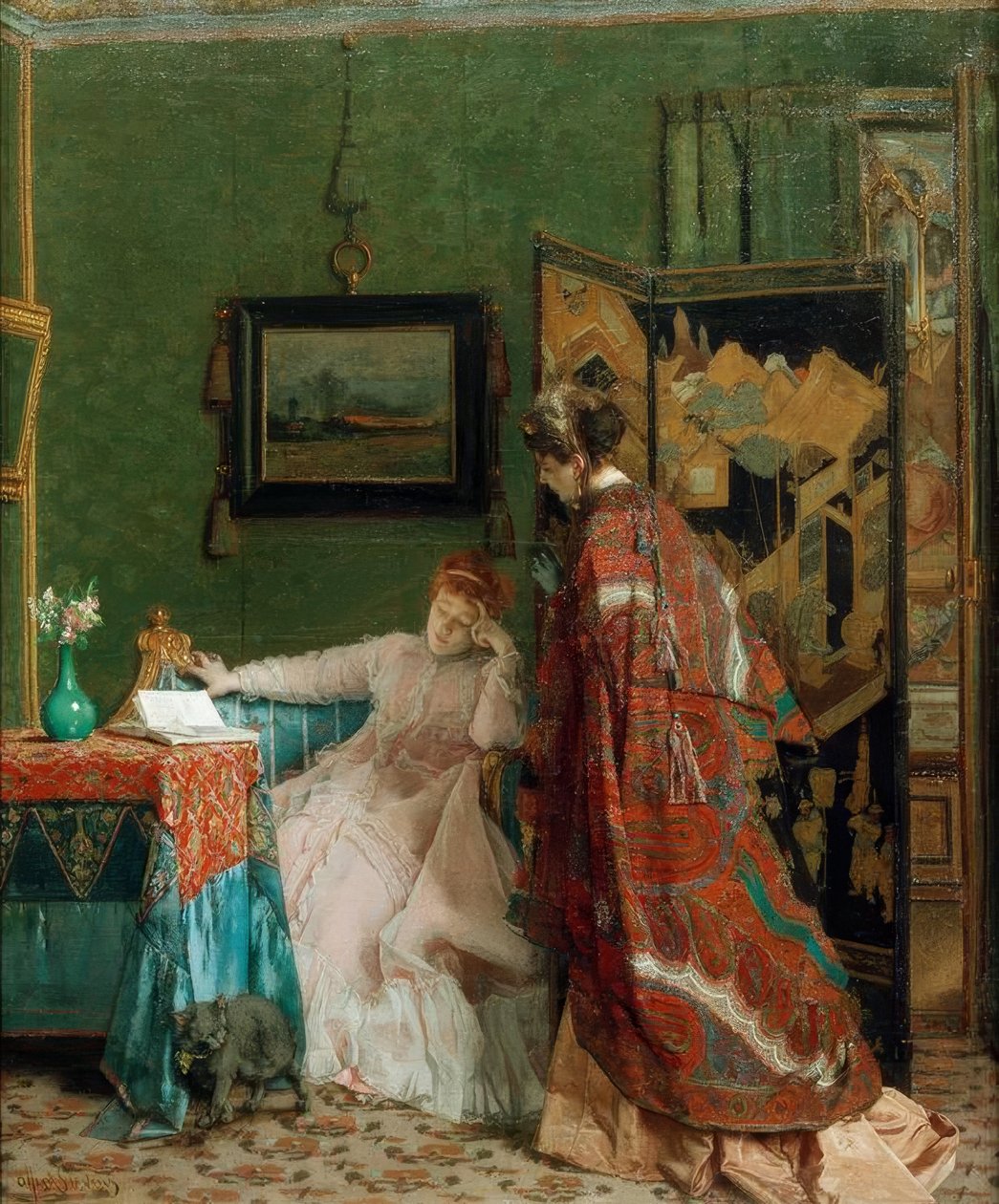 A.Stevens, Nonszalancja czy Wizyta autorstwa Alfred Emile Stevens