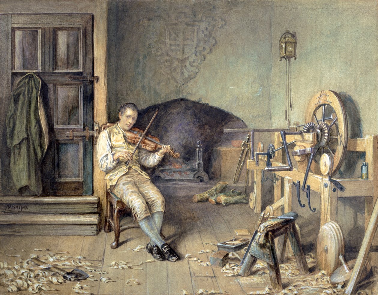 Samuel Crompton (1753-1827) Wynalazca muła przędzalniczego, 1895 r. autorstwa Alfred Walter Bayes