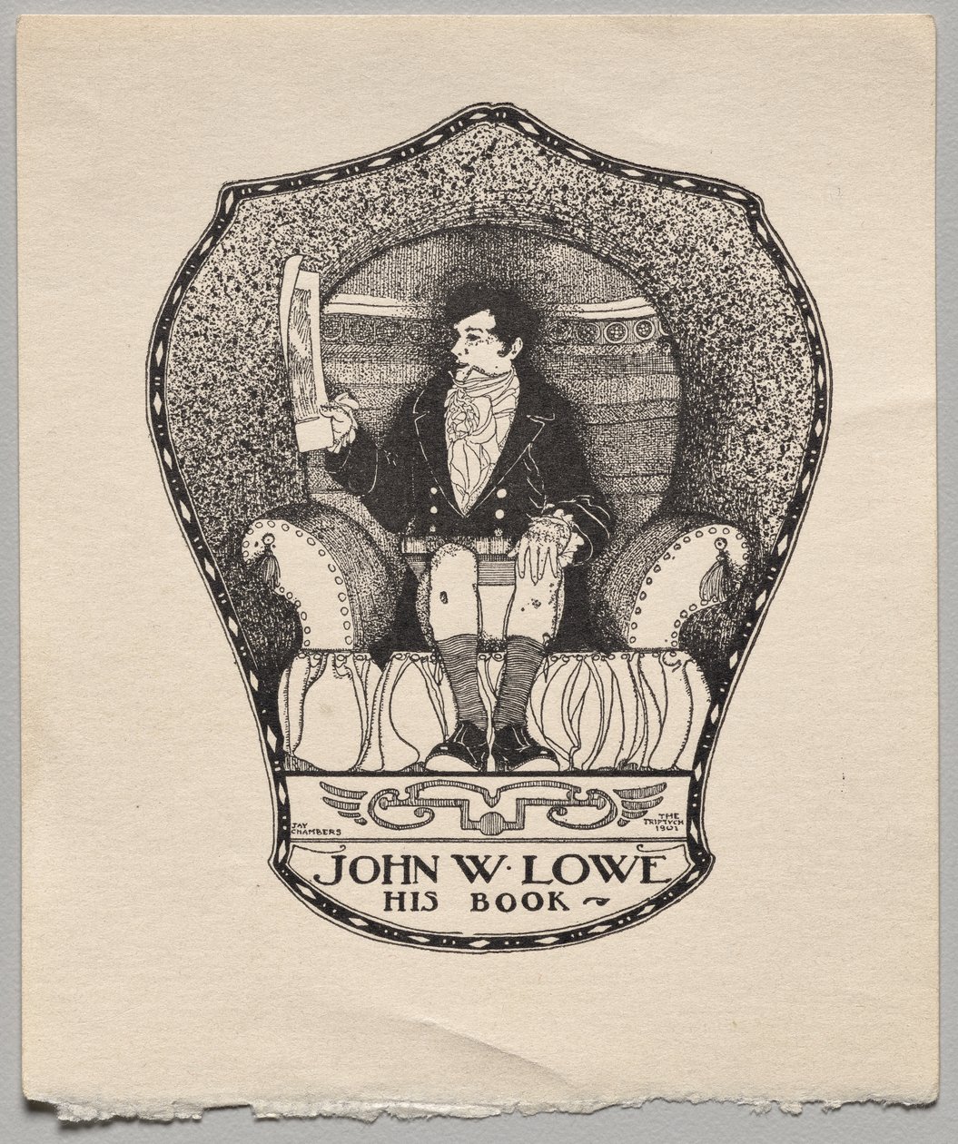 Ekslibris: John W. Lowe autorstwa Alfred Dawson