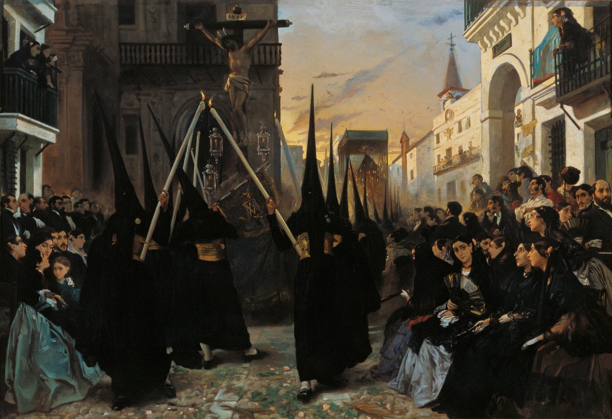 Procesja wzdłuż ulicy Genua autorstwa Alfred Dehodencq