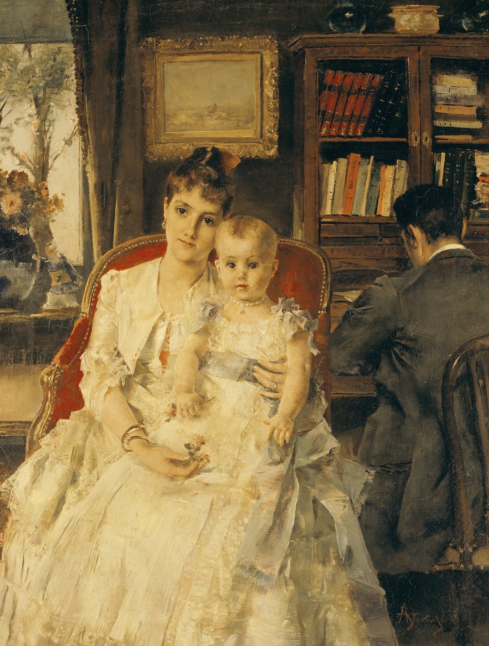 Całe szczęście (scena rodzinna) c.1880 autorstwa Alfred Emile Stevens