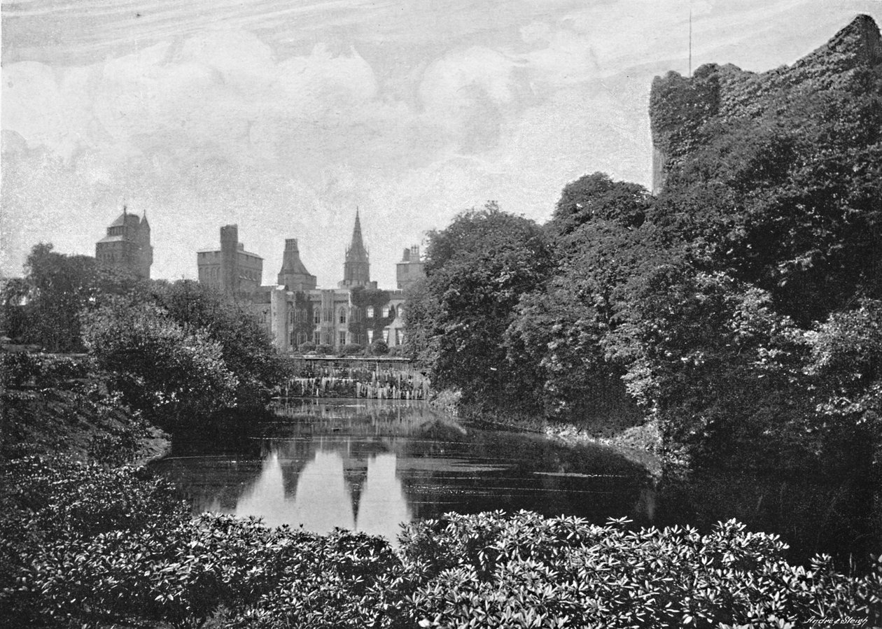 Zamek Cardiff: Front Wschodni i Twierdza, ok. 1896 r. autorstwa Alfred Freke