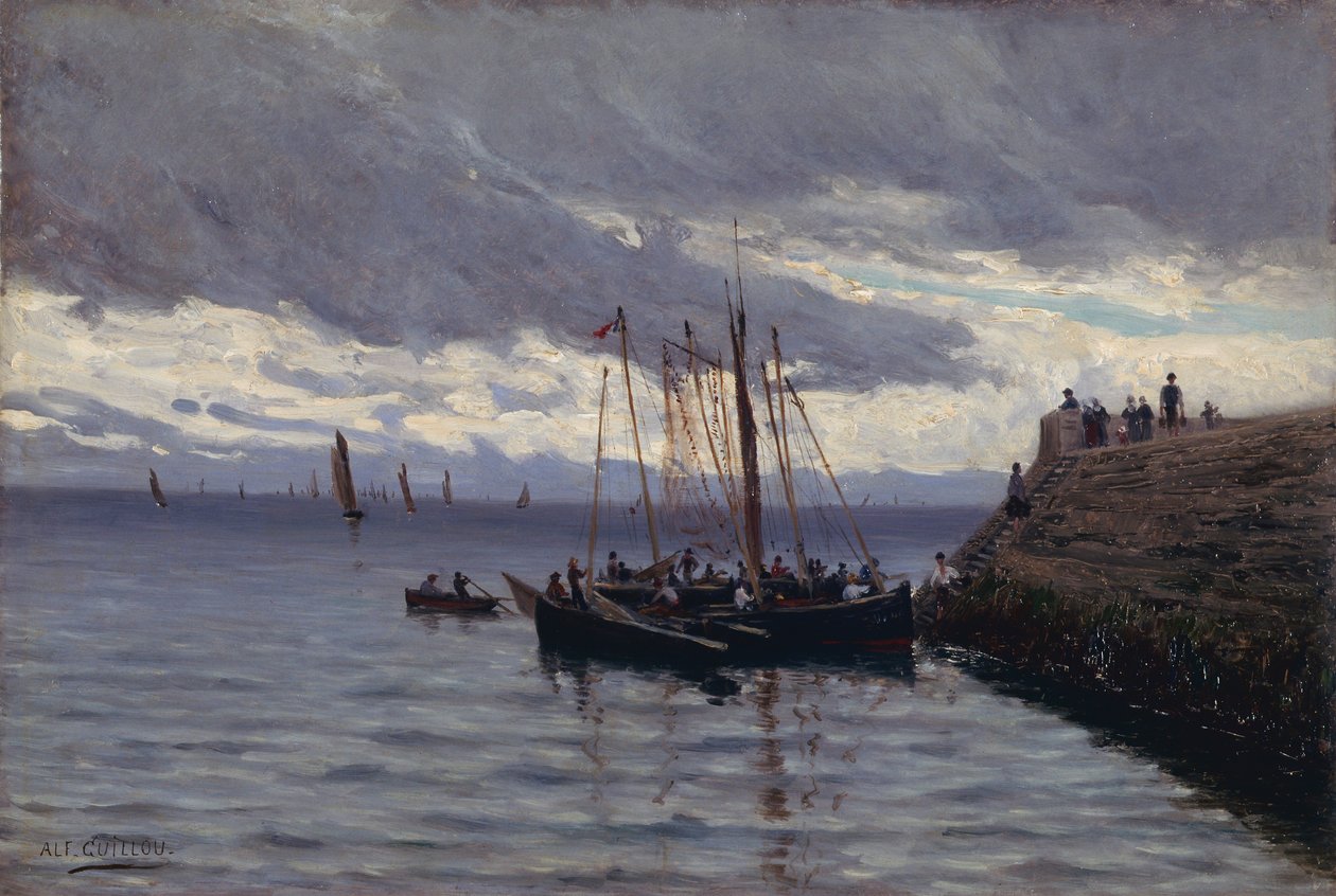 Przybycie rybaków sardynek autorstwa Alfred Guillou