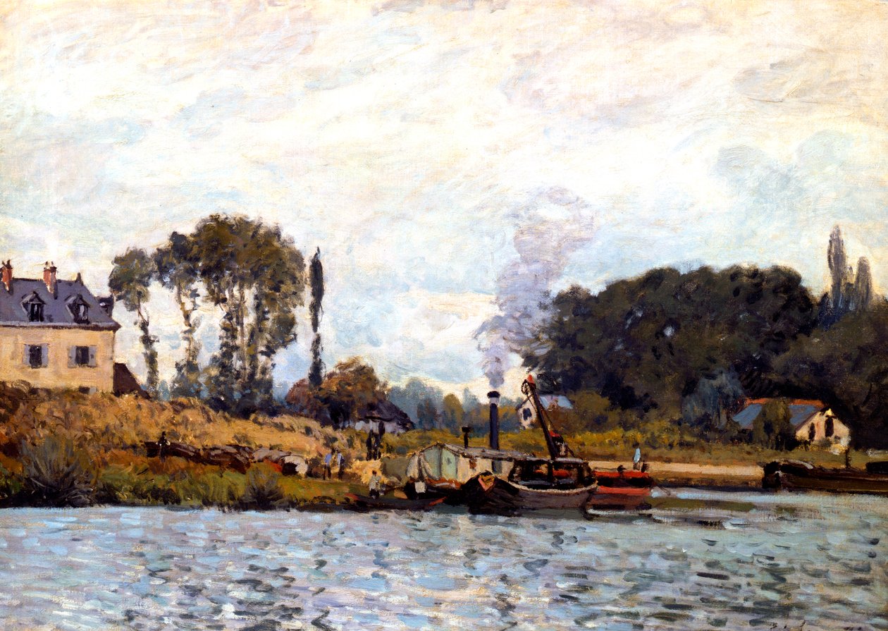 Łodzie na kanale, 1873 autorstwa Alfred Sisley