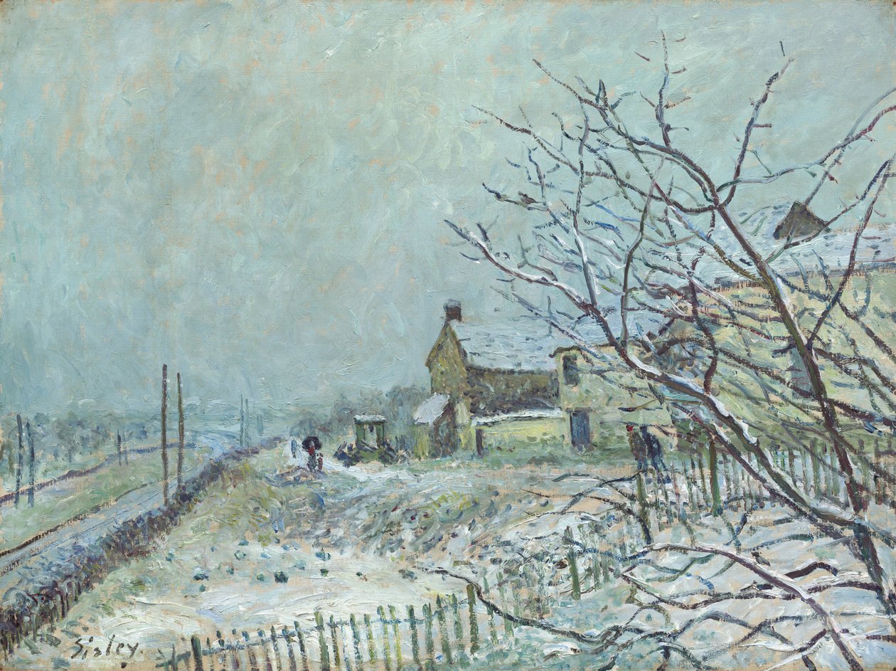 Pierwszy śnieg w Veneux-Nadon, 1878. autorstwa Alfred Sisley