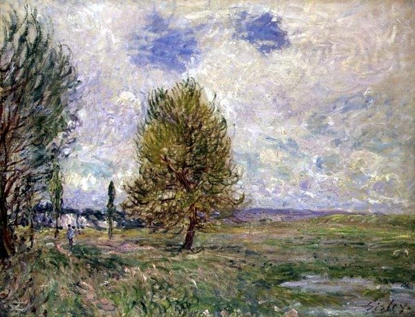 Zwykły w Veneux (olej na płótnie) autorstwa Alfred Sisley