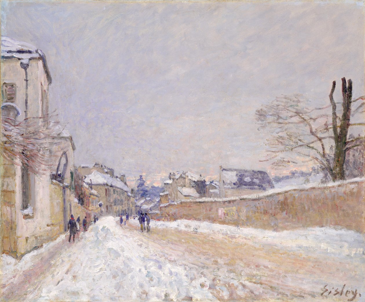Rue Eugène Moussoir w Moret: Zima autorstwa Alfred Sisley