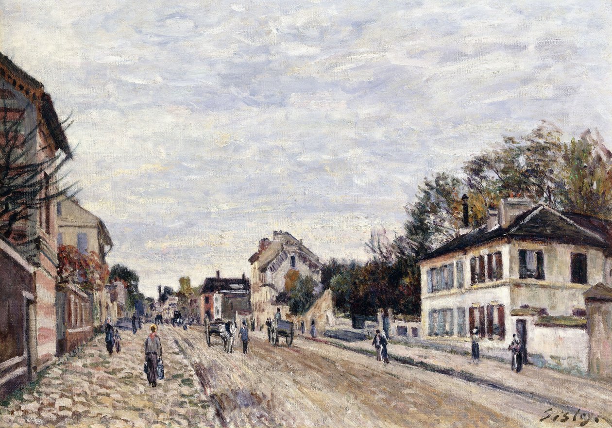 Scena uliczna w Marly, 1876 autorstwa Alfred Sisley