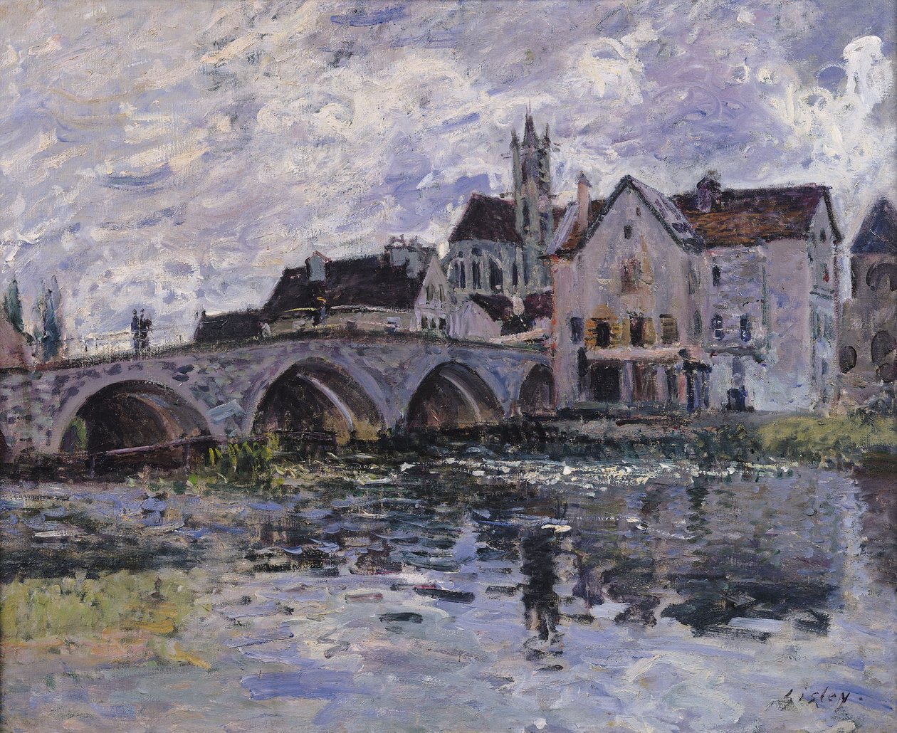 Most w Moret-sur-Loing, 1887 r. autorstwa Alfred Sisley