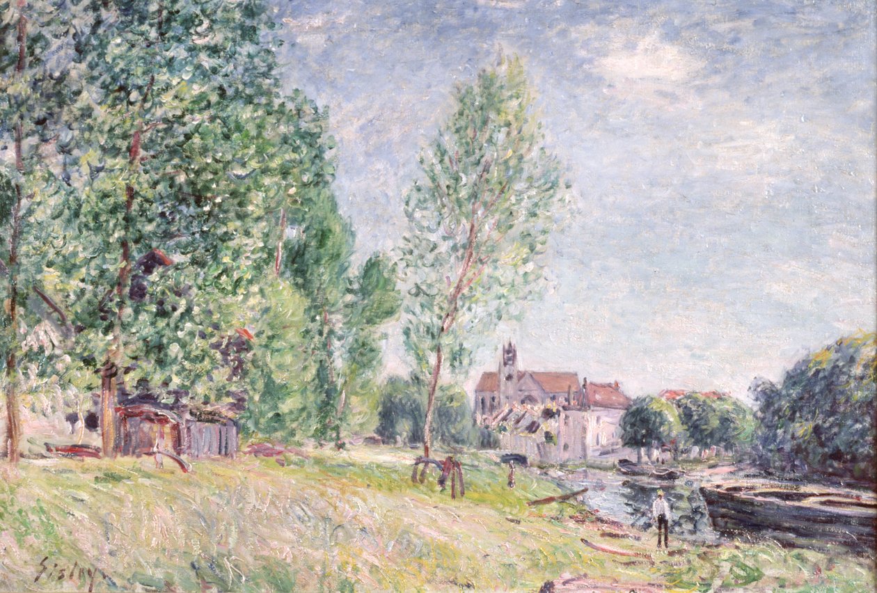 Plac Budowniczy w Matrat, Moret-sur-Loing autorstwa Alfred Sisley